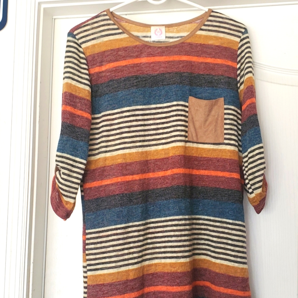 Pink Lily Boutique dress, Large, striped multi color dress